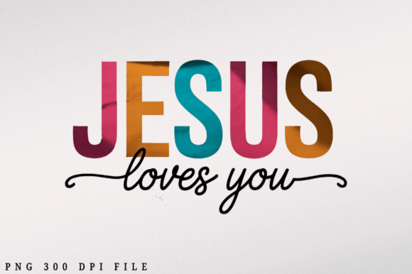Christian Jesus Loves You PNG Design for T-Shirt Designs