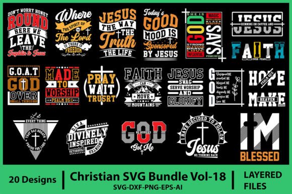 Christian SVG Bundle Vol-18: T-Shirt Designs