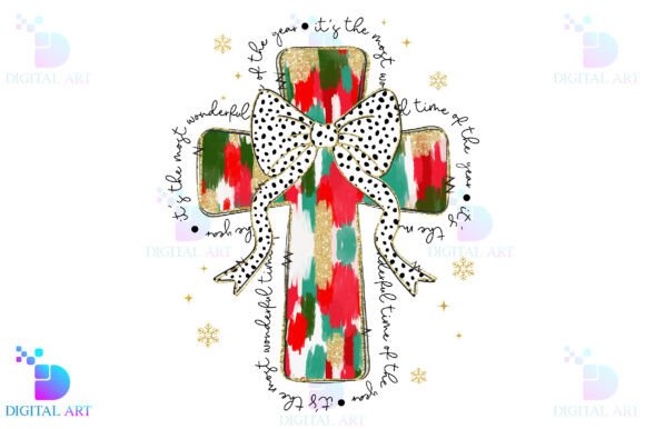 Christmas Cross PNG, Christian Brushstro T-Shirt Designs