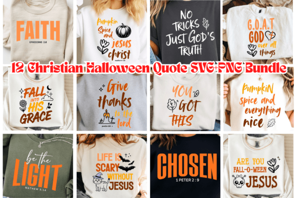 Funny Christian Halloween SVG PNG Bundle for T-Shirt Designs