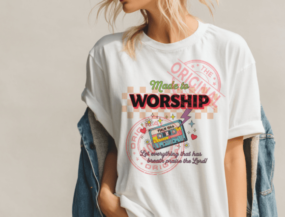 Made to Worship PNG, Retro Christian Png