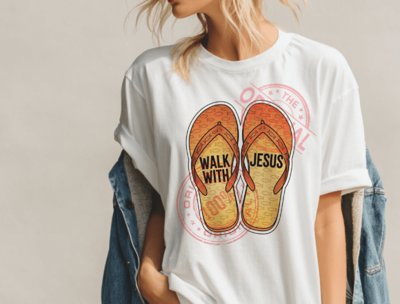 Walk with Jesus PNG: Christian Faith PNG for T-Shirt Designs
